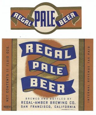 Regal - Amber Brg Regal Pale Beer Label With Neck Irtp San Francisco Ca