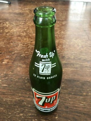 Vintage 7 Up Green Glass Soda Bottle 12 Oz Fresh Up - Once As Film Prop