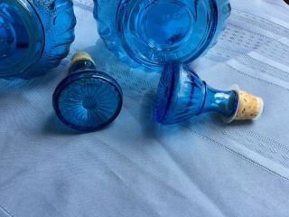 Vintage Pair (2) Jim Beam Blue Glass I Dream of Jeannie Decanters 1973 12 3/4 