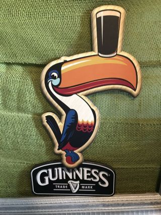 Guinness Toucan Beer Sign On Wood Bar Decor Mancave Rec Room Father 