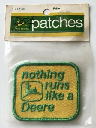 1972 Nos John Deere Patch " Nothing Runs Like A Deere " Ty 1295 Package,
