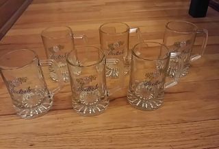 Grolsch Beer 6 Mugs Netherlands Barware 4 3/4 Inches Tall Beer Glasses