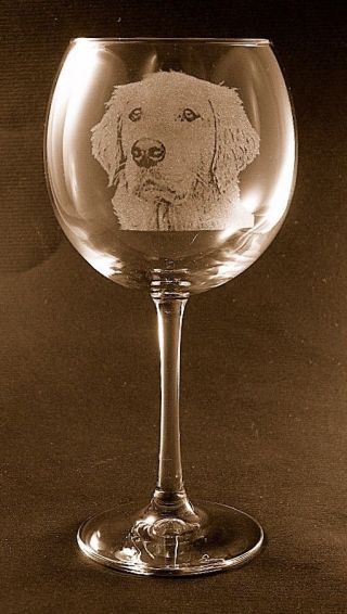 Etched Golden Retriever On Large Elegant Wine Glasses - Set Of 2