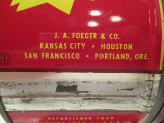 Vintage Folgers Coffee Tin,  1952 Copyright,  1 lb Can Made By Canco 5