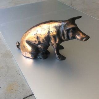 Vintage Cast Iron Pig Bank Chicago Stockyards - Unmarked - Copper Plated