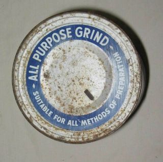 Vintage Manning ' s Coffee Deep Blue/White Letters 2 LB Metal Tin With Lid 5