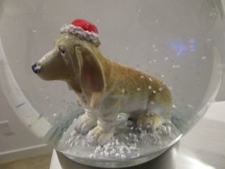 Basset Hound Dog Snow Water Globe W/ Santa Hat Christmas Holiday