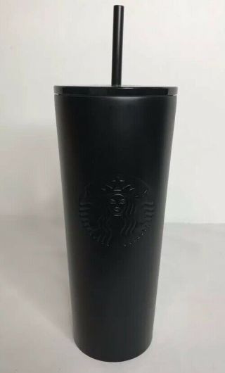 Starbucks Cold Cup Matte Black Tumbler 24 Oz Stainless Steel Travel Sleek