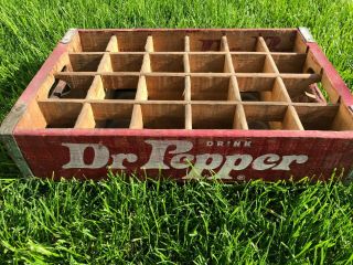 Vintage Wooden Red Dr Pepper 24 Bottle Wooden Crate Case Soda Crate Pop Wood 3