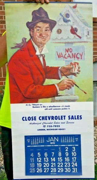 1970 Chevrolet Sales And Service Dealer Advertising Calendar Linden,  Mi