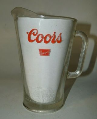 Vintage Coors Draft Beer Glass Pitcher 56oz Heavy Bar Tavern Glass