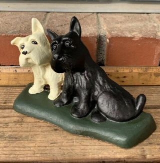 Vintage Cast Iron Double Scottish Terrier Scottie Dogs Doorstop