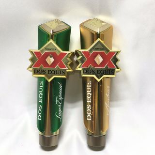 Dos Equis Especial And Amber Xx Lager Cerveza Beer Tap Handles 7” Tall