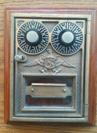 Vintage Corbin Brass Post Office Mail Box Door With Eagle
