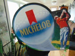 1991 Michelob Beer Sign Golf Club Pga Tour Tin Draft Brew Man Cave Garage Gold