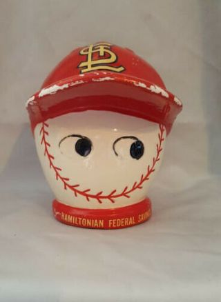 Vtg St.  Louis Cardinals Baseball Coin Bank By Hamiltonian Federal Savings Bank