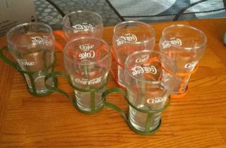 Vintage Coca Cola Glass With 6 Metal Holders 2