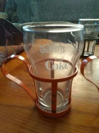 Vintage Coca Cola Glass With 6 Metal Holders 3