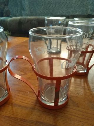 Vintage Coca Cola Glass With 6 Metal Holders 4