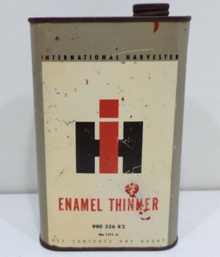 Vintage International Harvester Enamel Thinner Quart Tin Can Ih 990 526 R2