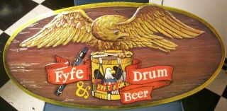 Vintage 1970s Fyfe & Drum Beer Embossed Cardboard Sign - Nos