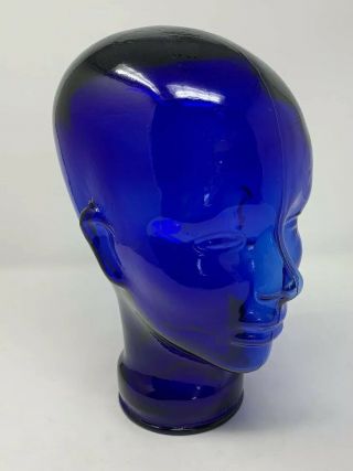 Cobalt Blue Glass Head Mannequin Hat Wig Stand Store Display