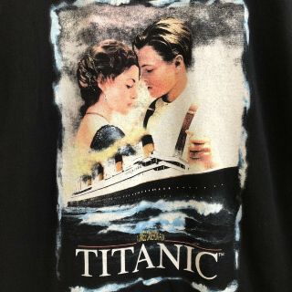 Vintage Titanic Movie T - Shirt Leonardo Dicaprio 1998 Size Large Black