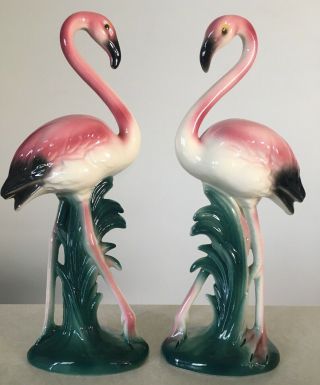 Vintage Ceramic Pink Flamingos Mid Century 50s 60s