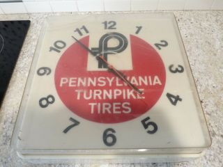 Vintage Light Up Pennsylvania Turnpike Tires Dealership Advertising Wall Clock
