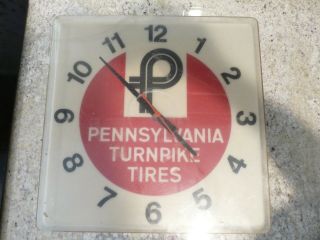 Vintage Light Up Pennsylvania Turnpike Tires Dealership Advertising Wall Clock 2