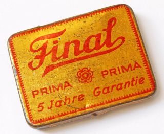 Rare Antique German FINAL Prima Condom Empty Litho Tin Box 1920 - 30 ' s 3