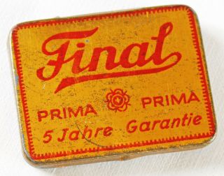 Rare Antique German FINAL Prima Condom Empty Litho Tin Box 1920 - 30 ' s 7