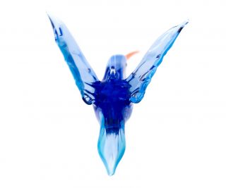 Glass hummingbird statue,  Large Russian blown art miniature blue bird ornament 3