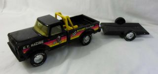 Nylint Gt Racing Metal Pickup Truck With Race Car Trailer Black