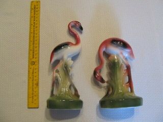 Pair Flamingo Figurines Tropical Birds,  Vintage,  Ceramic