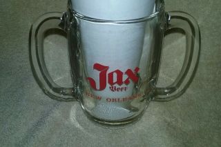 1973 Jax Beer Double Handle Mug Cup Glass Vintage Jackson Brewery Orleans La