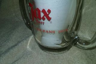 1973 JAX BEER DOUBLE HANDLE MUG CUP GLASS VINTAGE JACKSON BREWERY ORLEANS LA 2