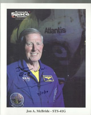 Nasa Autograph,  Hand Signed Astronaut Jon Mcbride,  Kennedy Space Center Photo