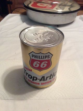 Vintage Phillips 66 Trop - Artic All Season Motor Oil Quart Metal Can Oklahoma