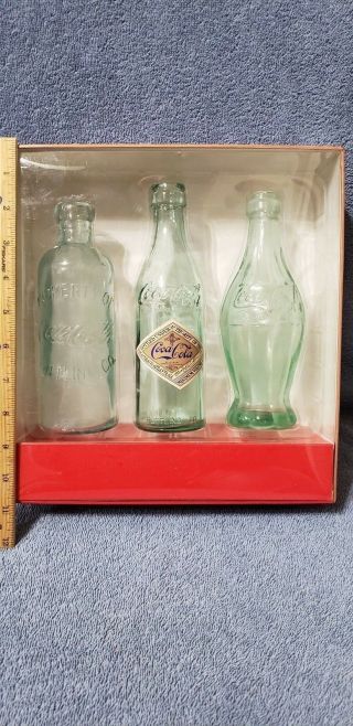 Coca Cola 3 Piece Evolution Of Contour Bottle Set - Full Size,  Out Of Production