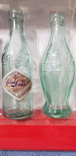 Coca Cola 3 Piece Evolution of contour Bottle Set - full size,  out of production 2