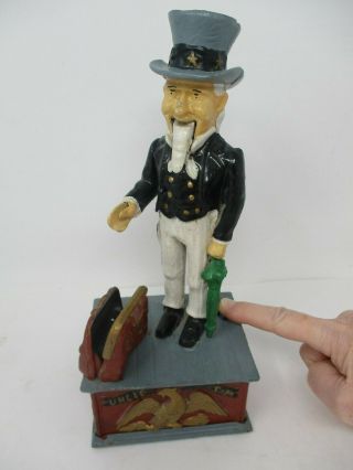 Rare Vintage Cast Iron Uncle Sam Mechanical Bank