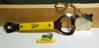 Vtg.  Dekalb Seed & Feed Co.  Avertising Bottle Opener,  Screwdriver Keychain&pin
