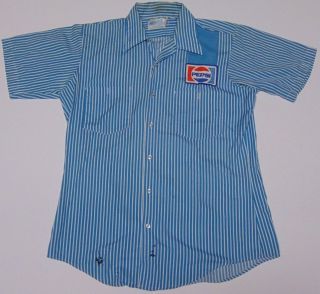Old Vintage 1970s 1980s Pepsi Uniform Shirt Advertising Made In Usa Size Medium