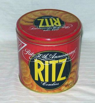 Vintage Round 50th Anniversary Ritz Crackers 12 Oz 6 1/4 " Tin