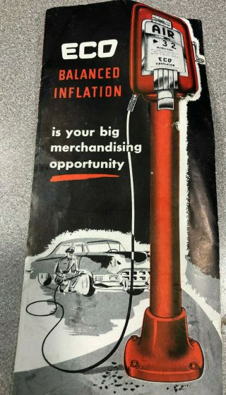 Vintage Eco Tireflator Air Meter Gas Station Pump Ad Advertising Brochure Paper