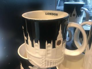 Starbucks London Relief Mug Black Big Ben Tower Bridge St Paul Cathedral England