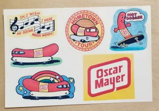 Vintage 1960 - 70s Oscar Mayer Wieners Hotdogs Wienermobile Colorful Stickers