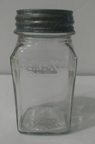 Vintage Butter - Nut Delicious Square Glass Jar Paxton & Gallagher Omaha With Lid
