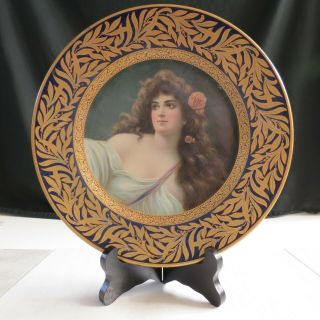 1905 Antique Vienna Art Plate Metal Tin Litho Angelo Asti Woman Unmarked